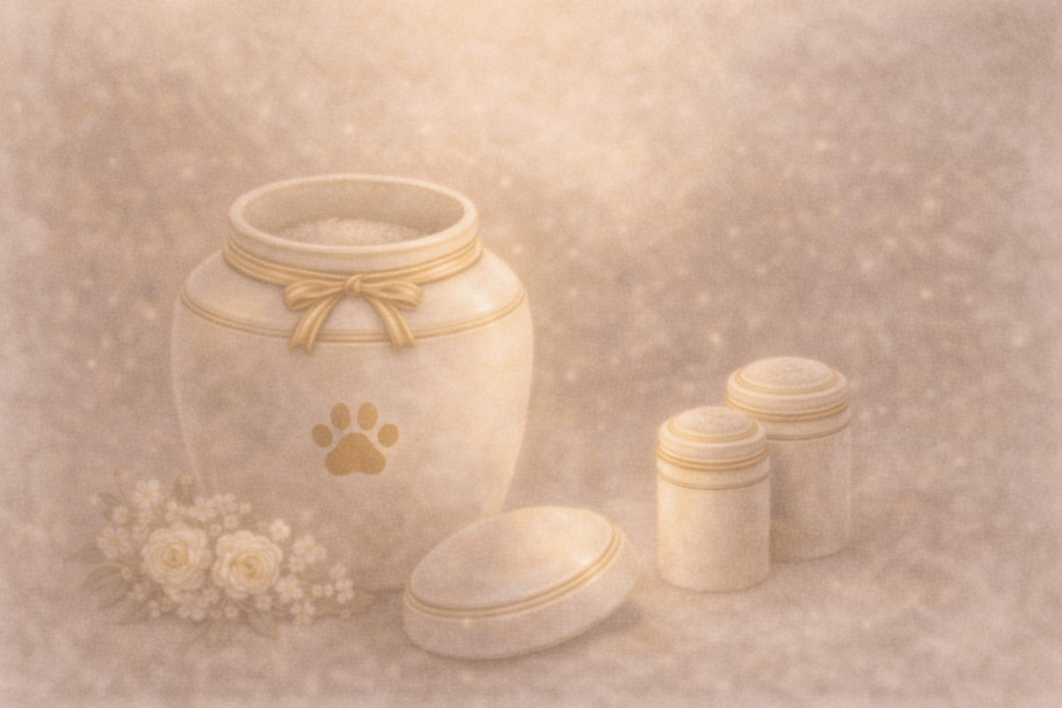 骨壺と分骨用の容器