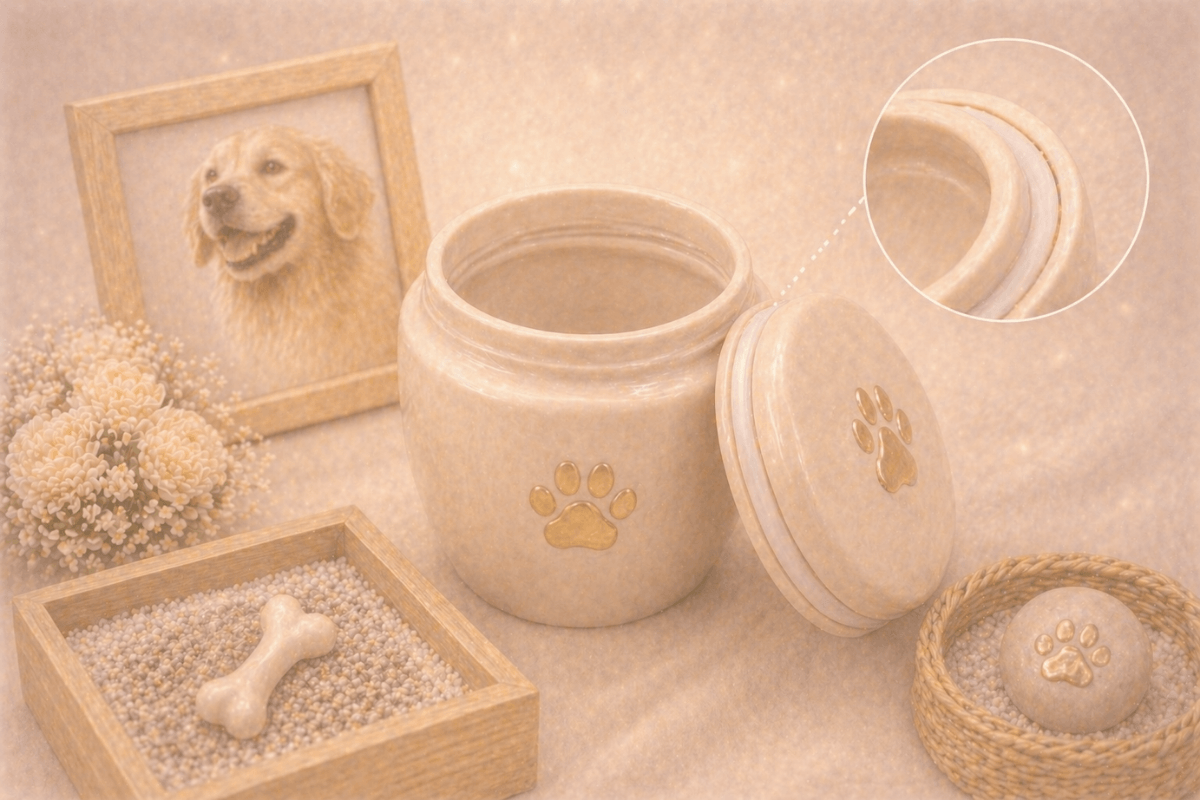 パッキン付きの骨壺 