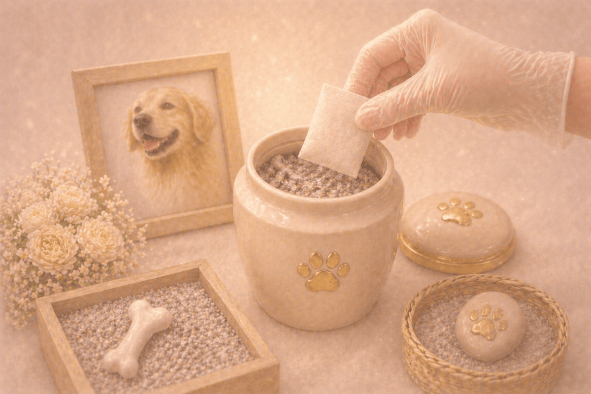 ペットの遺骨に入れる吸湿剤 